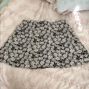American Eagle Outfitters Black and White Floral Mini Skirt